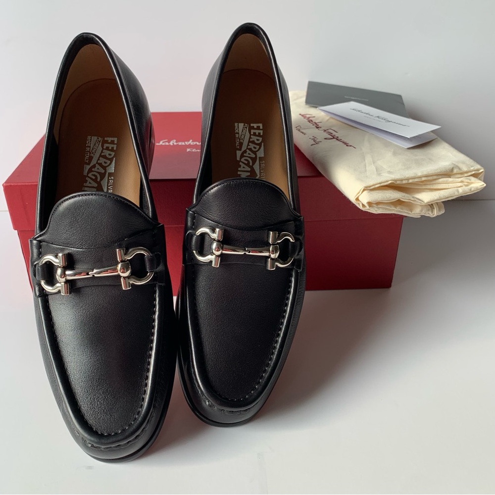 Salvatore Ferragamo💥Loafers Soft Black Leather Size 8.5 Original Dust Bag & Box